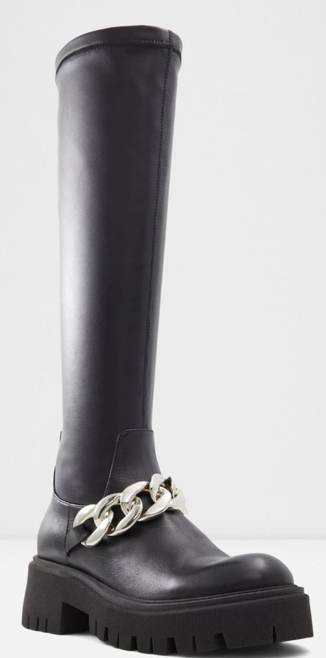 ALdo Histride Women's Boots Tall High Knee Black Faux Leather 8.5